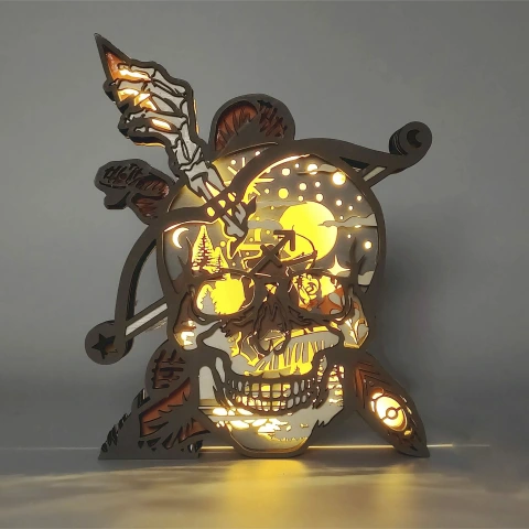 Sagittarius Skull 3D Wooden Carving,Suitable for Home Decoration,Holiday Gift,Art Night Light